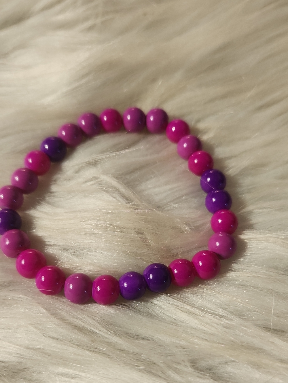 Bright Pink & Purple Beaded Stretch Bracelet - Women Jewelry